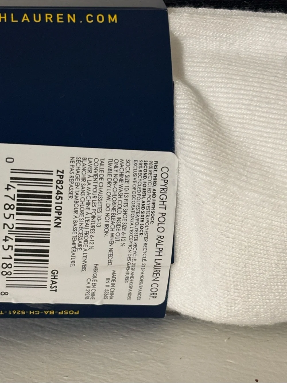 Polo by Ralph Lauren Gray ,White & Black. Low-Cut Athletic Socks - 6 Pack
